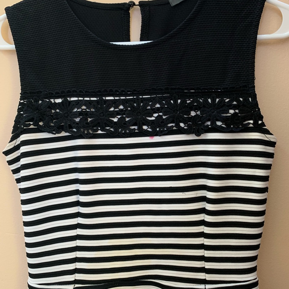 Black and white striped dress